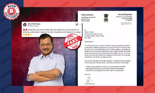 Kejriwals Letter To ECI Seeking Benefits For Muslims During Voting Is Fake