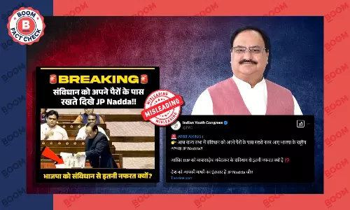 Clipped Video Viral Claiming JP Nadda Insulted The Indian Constitution Book