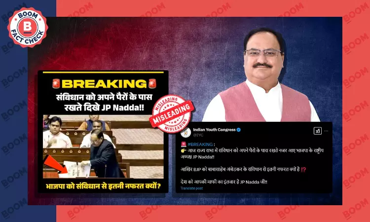 Clipped Video Viral Claiming JP Nadda Insulted The Indian Constitution Book