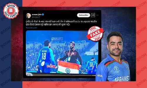 Edited Photo Viral Claiming Afghanistan Cricketer Celebrated With Indian Flag