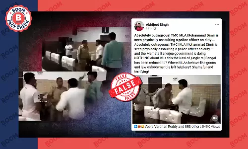 Old Video From UP Falsely Revived As TMC MLA Thrashing Bengal Cop