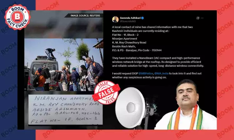 BJP Leader Suvendu Adhikari Falsely Claims Two Kashmiris Set Up Suspicious Device In WB