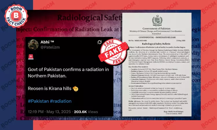 Fake Letter Claims Radiation Leak In Pakistan