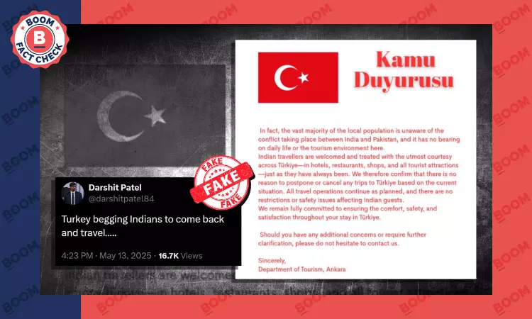 Fake Notice Claims Türkiye Government Urged Indian Tourists To Not Cancel Visit