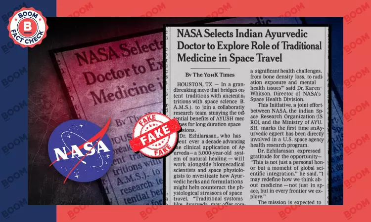 Viral Claim On NASA Selecting Ayurvedic Doctor For Space Travel Is Fake