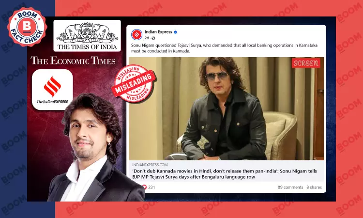 Media Outlets Falsely Report Singer Sonu Nigam Called Out Tejasvi Surya In Kannada Row