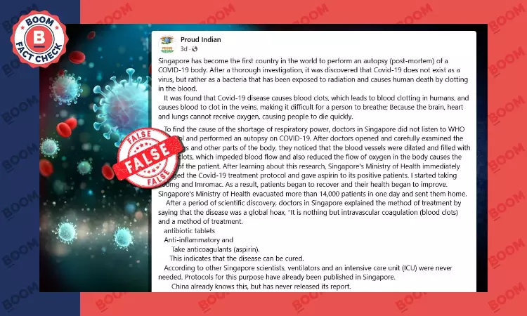 Old Claim On Singapore Finding Thrombosis As Main Cause of COVID Deaths Resurfaces