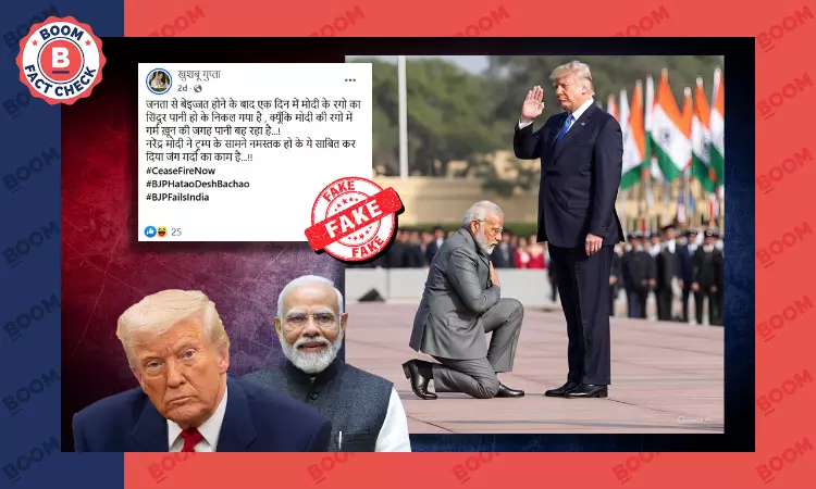 AI-Generated Image Falsely Shows Modi Kneeling To Trump