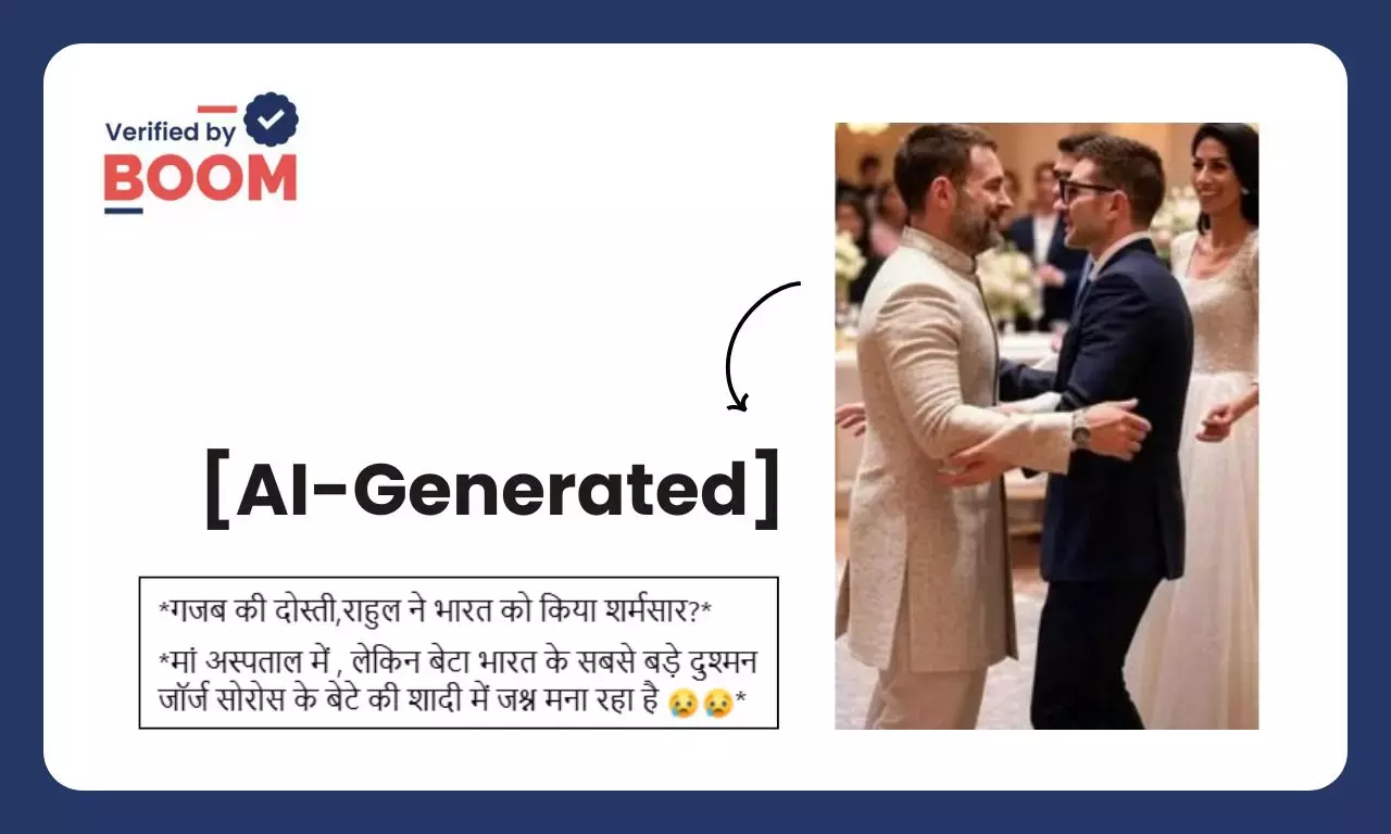 Viral Image Of Rahul Gandhi Attending Soros’ Son’s Wedding Is AI Generated