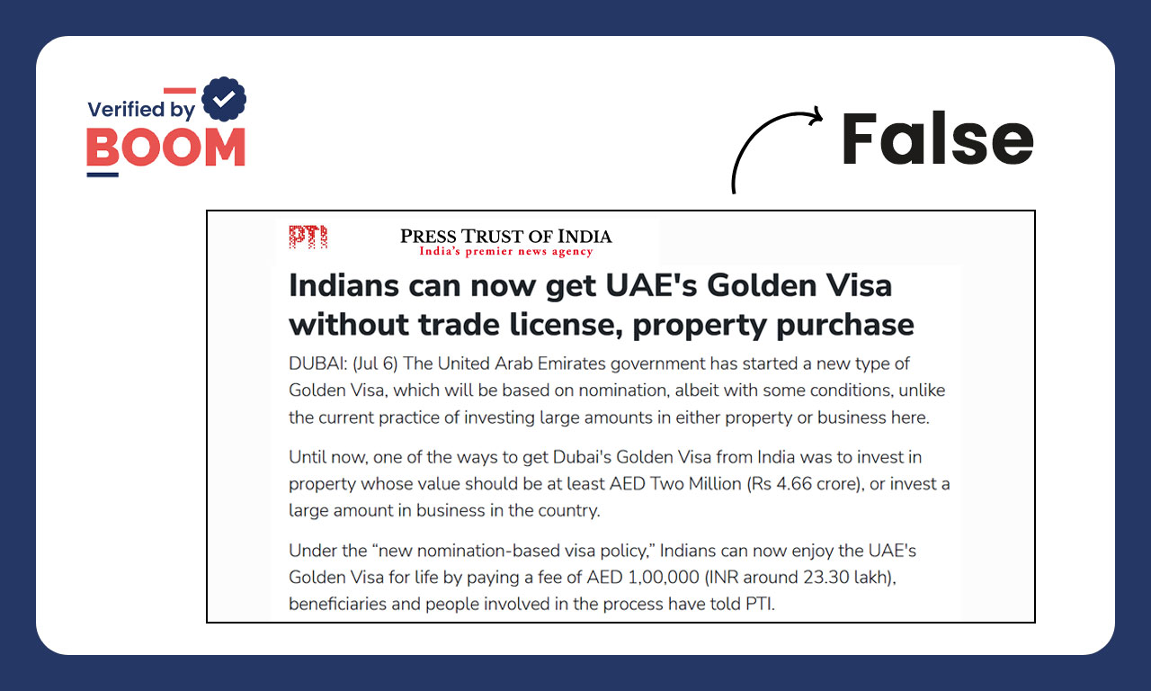 Dubai Golden Visa For ₹23 lakh: How Indian Media Spread False Claim