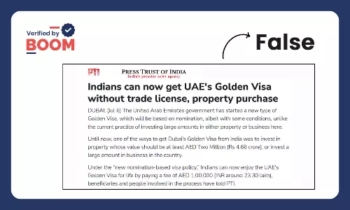 Dubai Golden Visa For ₹23 lakh: How Indian Media Spread False Claim