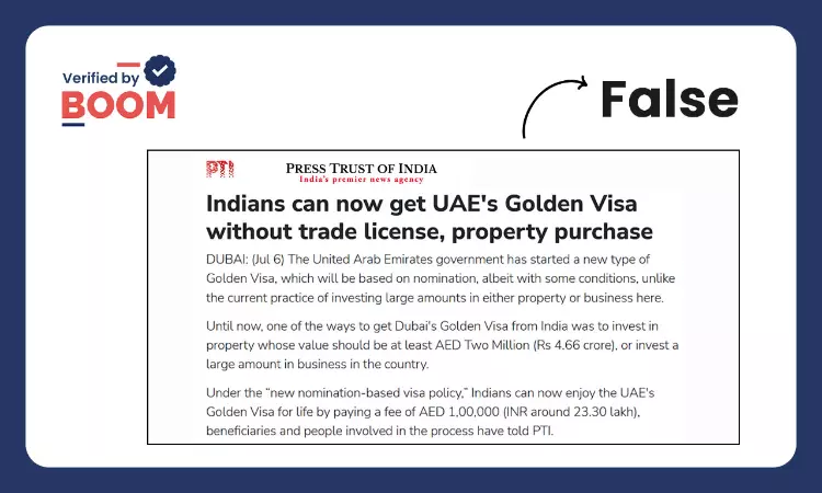 Dubai Golden Visa For ₹23 lakh: How Indian Media Spread False Claim