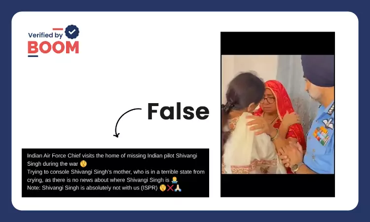 Viral Claim Of IAF Chief Consoling Family Of Missing Pilot Shivangi Singh Is False