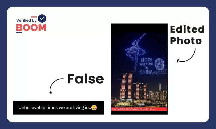 Photo Of Drone Show Welcoming PM Modi In China Is Manipulated