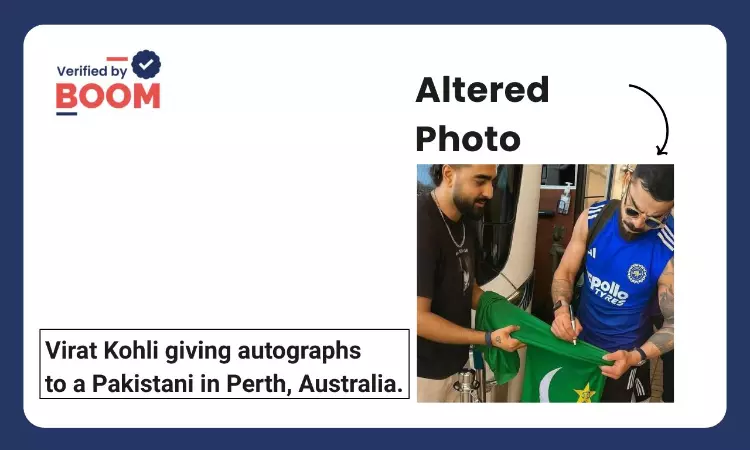Photo Of Virat Kohli Signing Autograph On Pakistan Flag Is Morphed
