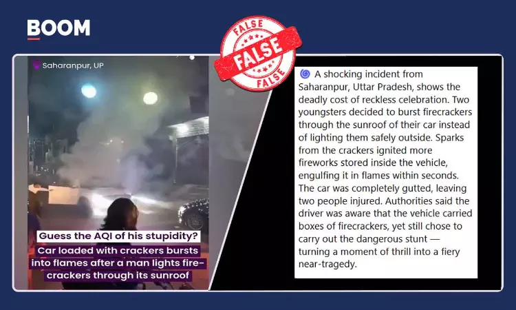 Video Of Man Lighting Firecrackers Through Sunroof Not Related To Diwali