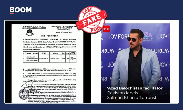 Indian News Outlets Falsely Claim Pakistan Labelled Salman Khan A Terrorist
