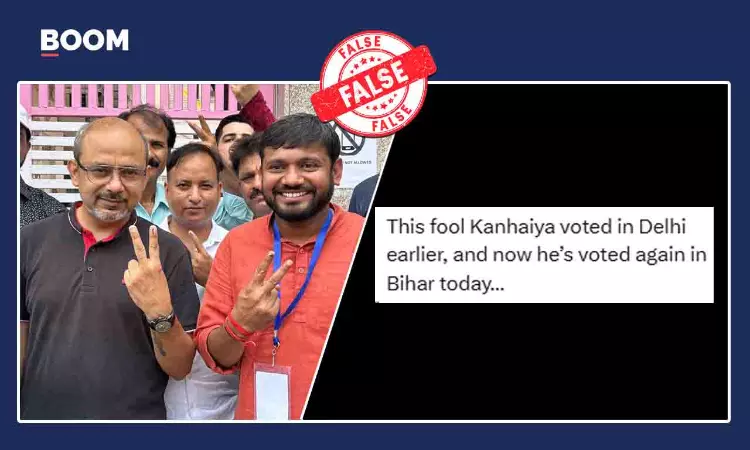 No, These Images Dont Show Kanhaiya Double Voting In Delhi And Bihar