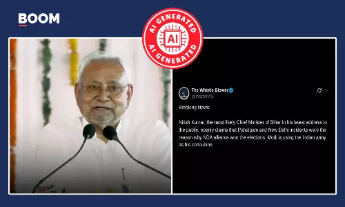 Video Of Nitish Kumar Claiming Modi Planned Pahalgam, Delhi Blast Is A Deepfake