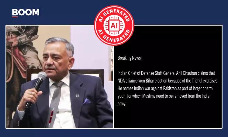 Video Of CDS Chauhan Calling For Removal Of Non-Hindus From Army Is Fake