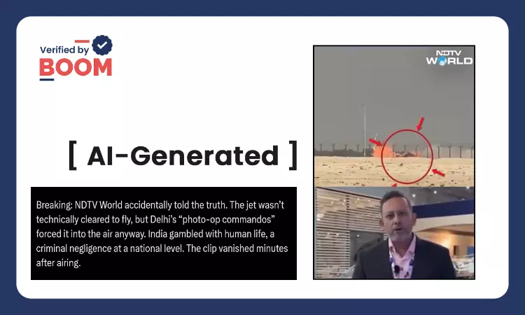 AI Clip Falsely Claims NDTV Reported Crashed Tejas Jet Lacked Clearance