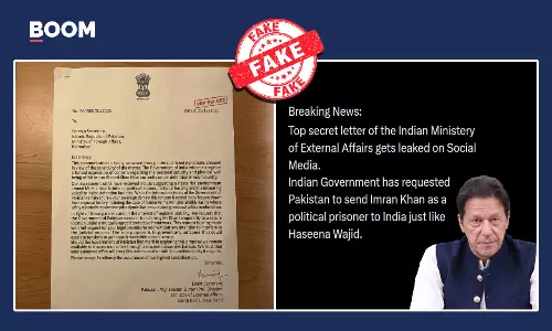 Document Alleging India Asked Pakistan To Hand Over Imran Khan Is Fake