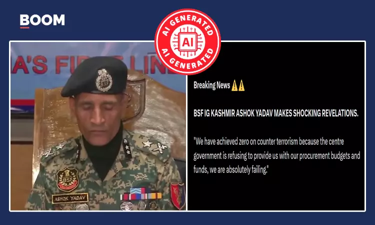 Video Of Kashmir BSF Chief Blaming Government For Lack Of Funds Is A Deepfake