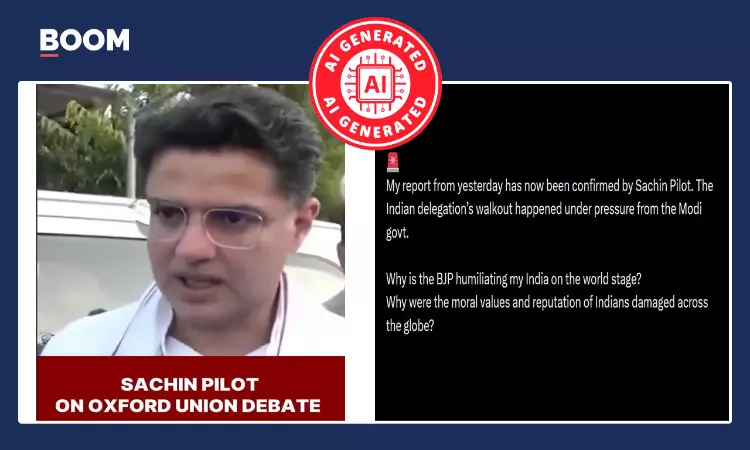 Video Of Sachin Pilot Blaming Government For Oxford Union Debate Is Fake