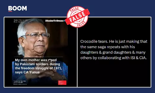 Edited Dhaka Tribune Graphic Attributes Fake Quote To Muhammad Yunus