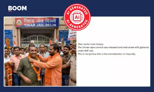 Viral Image Of Unnao Rape Convict Garlanded Outside Jail Is AI Generated
