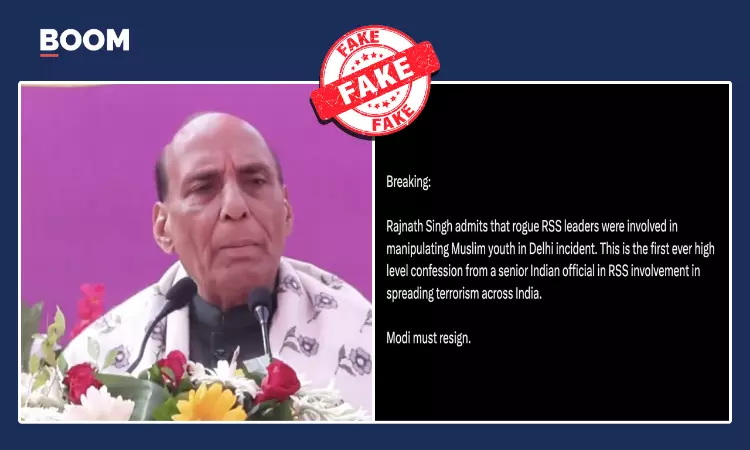 Video Of Rajnath Singh Blaming RSS For Delhi Blast Is Altered With AI
