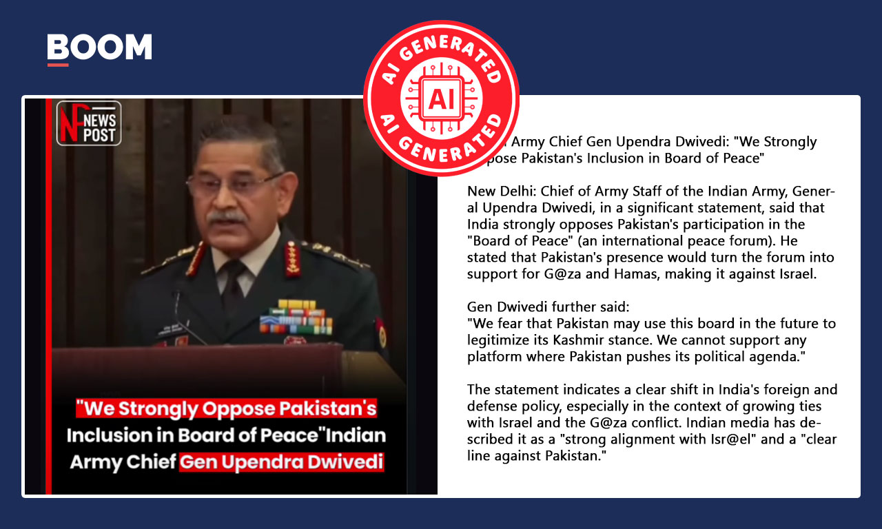 Video of COAS Criticising Pakistan's Entry On US Peace Board Is A Deepfake