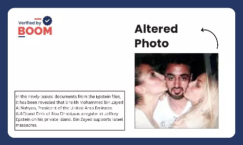 Edited Photo Peddled As From Epstein Files Shows UAE President Kissed By Women