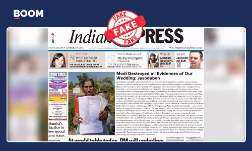 The Indian Express Front Page Screenshot On Modi–Jashodaben Marriage Is Fake