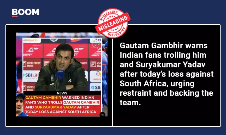 Video Does Not Show Gambhir Warning Trolls During T20 World Cup