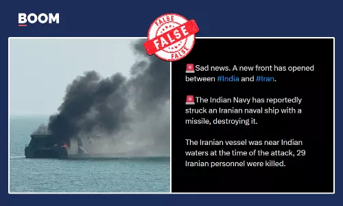 Video Of US Strike On Iranian Warship Falsely Peddled As Indian Navy Attack