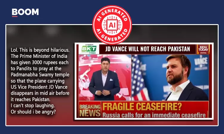 India Today Report On JD Vances Plane Not Landing In Pak Is A Deepfake