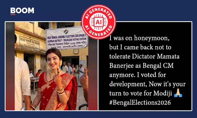 AI Photo Shared As Newly-Wed Couple Leaving Honeymoon To Cast Vote In WB