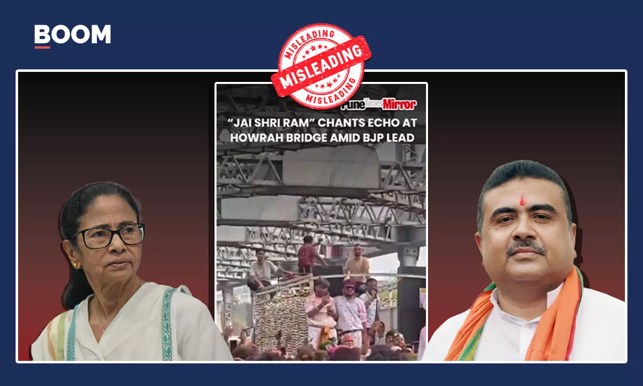 Holi Visuals Shared As BJP Victory Celebration In Howrah Bridge, Kolkata