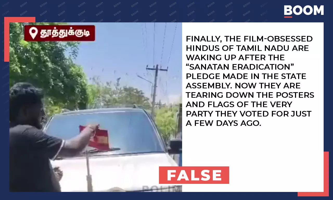 Unrelated Video Falsely Peddled As Protest Against TVK Over Anti-Sanatana Remarks