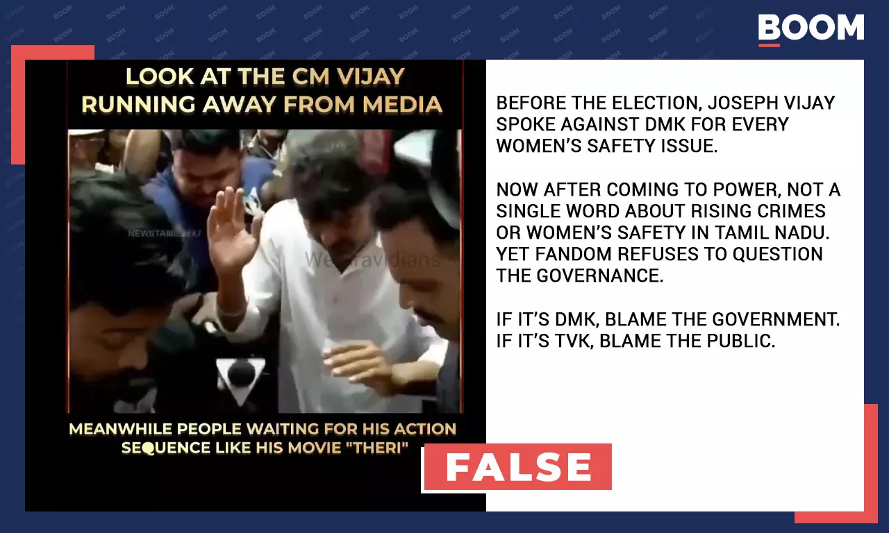 Unrelated Video Of CM Vijay Falsely Linked To Coimbatore Assault-Murder Case