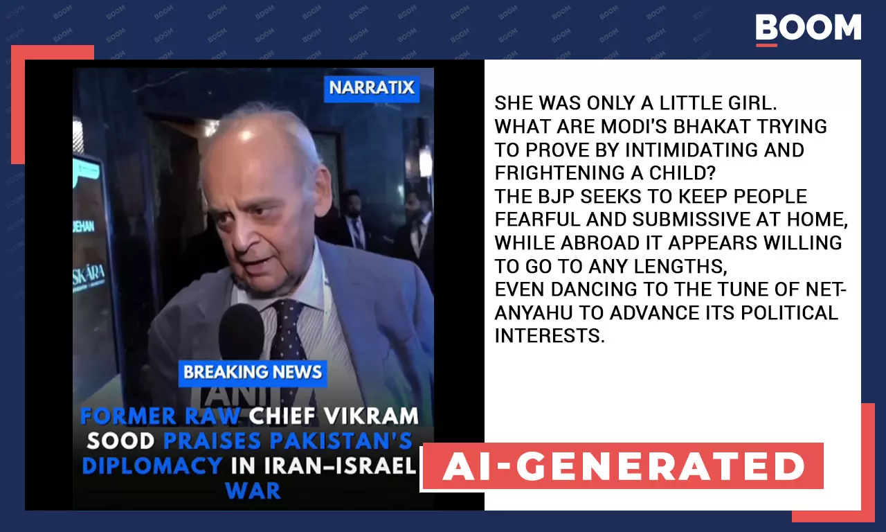 Viral Video Of Ex-R&AW Chief Praising Pakistan Over Iran War Is A Deepfake