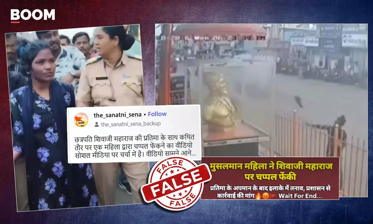 Video Of Woman Vandalising Shivaji Statue Viral With False Communal Claim Video Of Woman Vandalising Shivaji Statue Viral With False Communal Claim