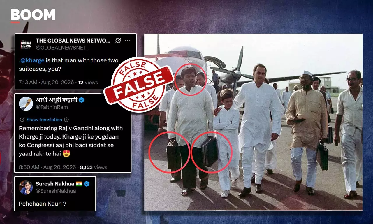 Photo Does Not Show Mallikarjun Kharge Carrying Rajiv Gandhi’s Suitcase Photo Does Not Show Mallikarjun Kharge Carrying Rajiv Gandhi’s Suitcase