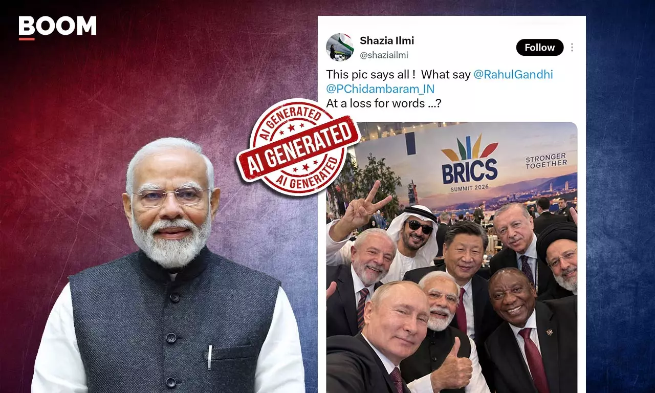 Photo Of PM Modi With World Leaders At BRICS Summit Is AI Photo Of PM Modi With World Leaders At BRICS Summit Is AI