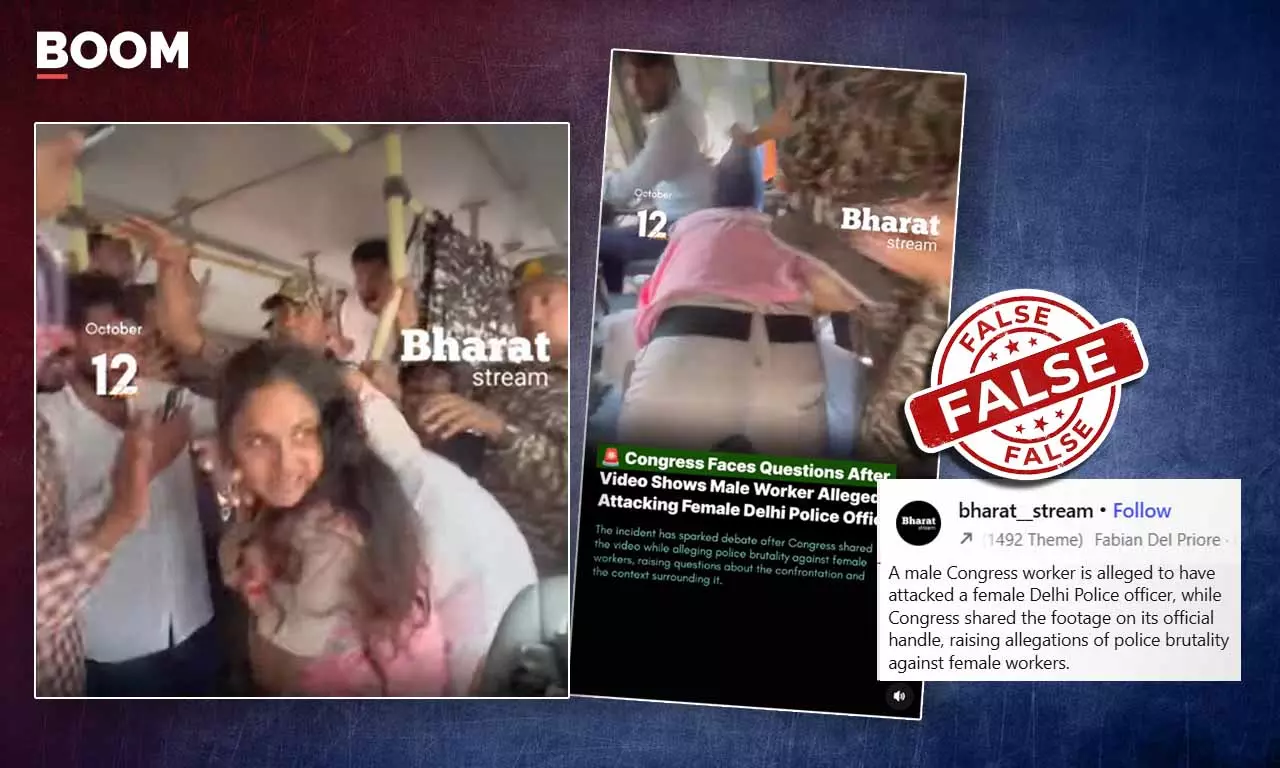 Viral Video Falsely Claims Male Congress Worker Attacked Female Cop Viral Video Falsely Claims Male Congress Worker Attacked Female Cop
