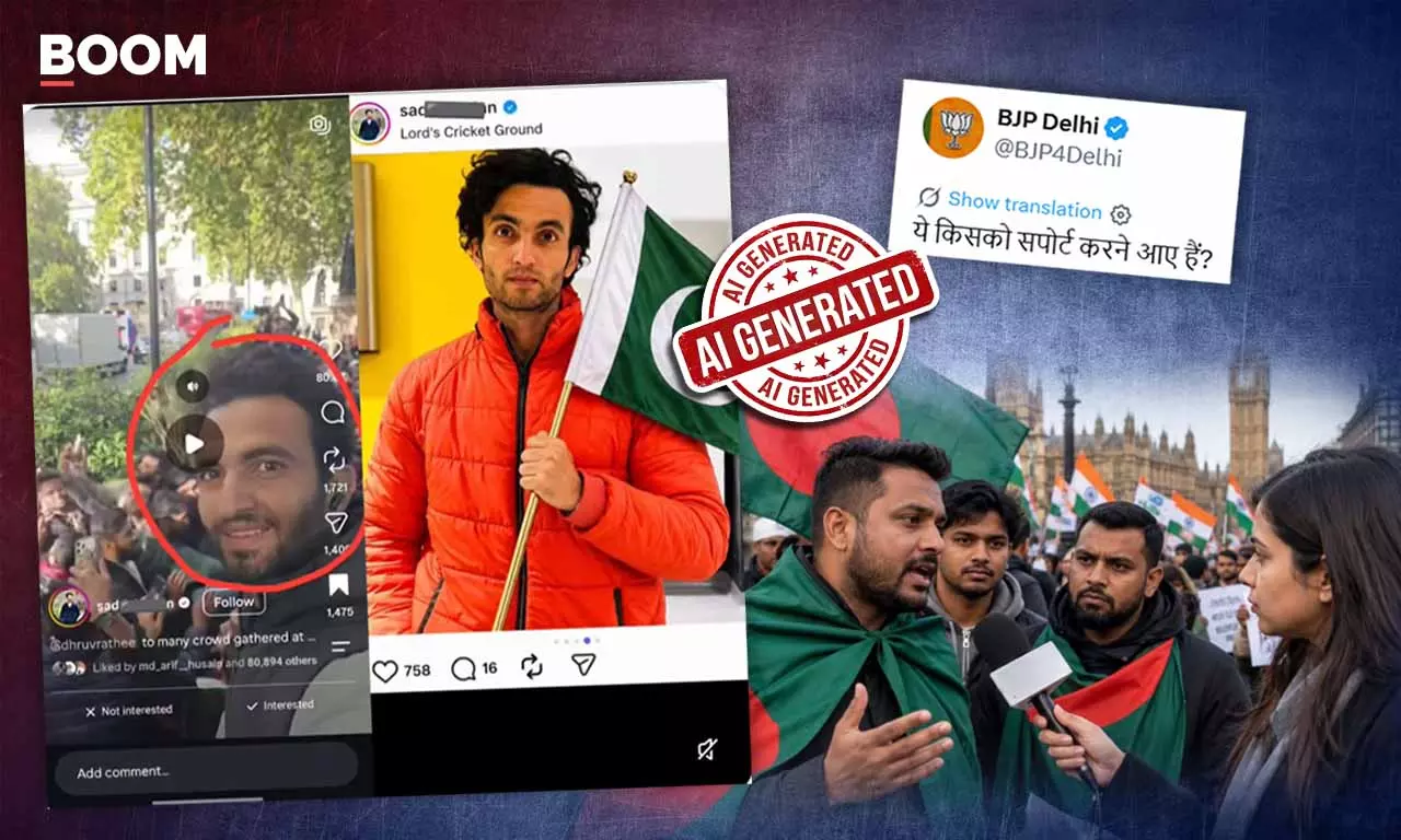 AI Visuals Of Pak, Bangladesh Flags Linked To Dhruv Rathees Anti-SIR Protest AI Visuals Of Pak, Bangladesh Flags Linked To Dhruv Rathees Anti-SIR Protest