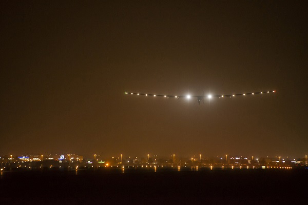 Solar Impulse 2, the world's first airplane flying on solar energy, lands in Ahmedabad