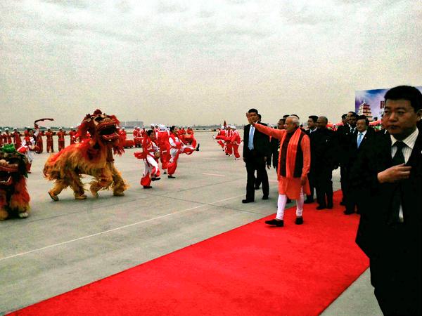 Modi arrives in Xian, President Xi Jinping's home province in Shaanxi in Central China. 