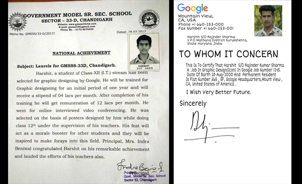 Fake Google Offer Letter